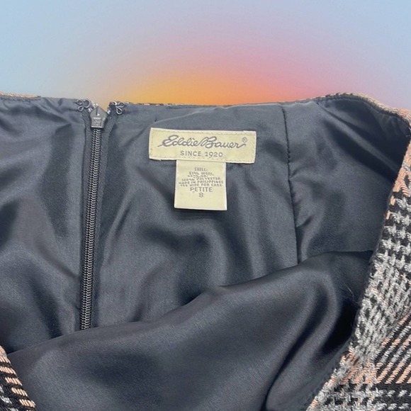 EDDIE BAUER Women’s 8 Petite Brown / Black / Gray Wool Blend Skirt - Picture 3 of 3
